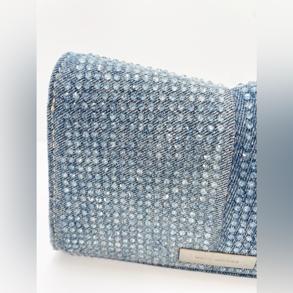 Marc Jacobs The Crystal Denim St. Marc Chain Wallet Crossbody Bag Blue - Picture 8 of 16